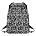 Black And White African Adinkra Symbols Drawstring Backpack