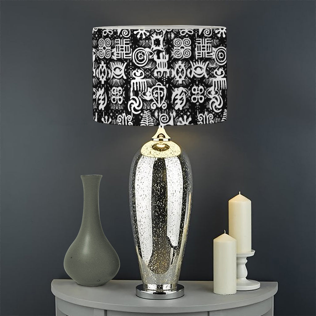 Black And White African Adinkra Symbols Drum Lamp Shade
