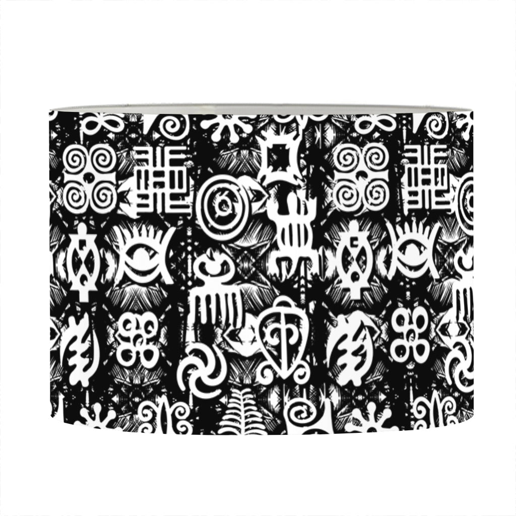 Black And White African Adinkra Symbols Drum Lamp Shade