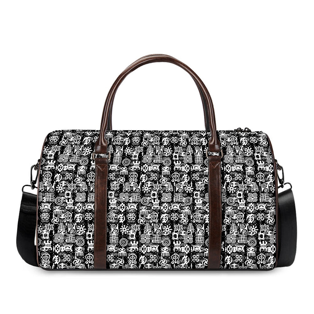 Black And White African Adinkra Symbols Duffle Bag