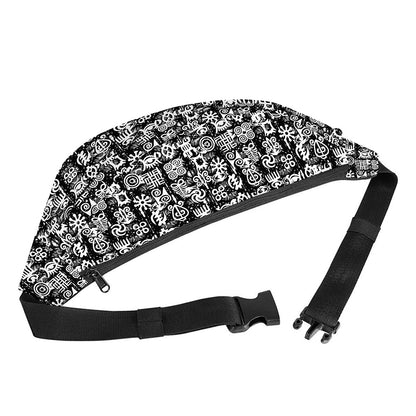 Black And White African Adinkra Symbols Fanny Pack