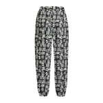 Black And White African Adinkra Symbols Fleece Lined Knit Pants