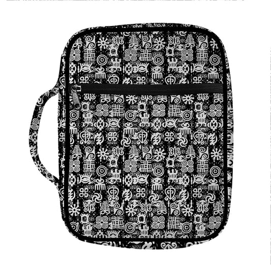 Black And White African Adinkra Symbols Front Pocket Bible Bag