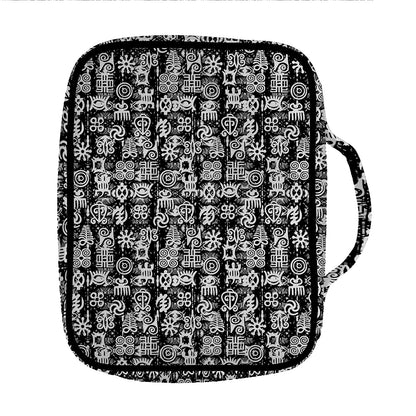 Black And White African Adinkra Symbols Front Pocket Bible Bag