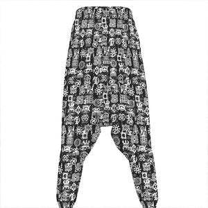 Black And White African Adinkra Symbols Hammer Pants