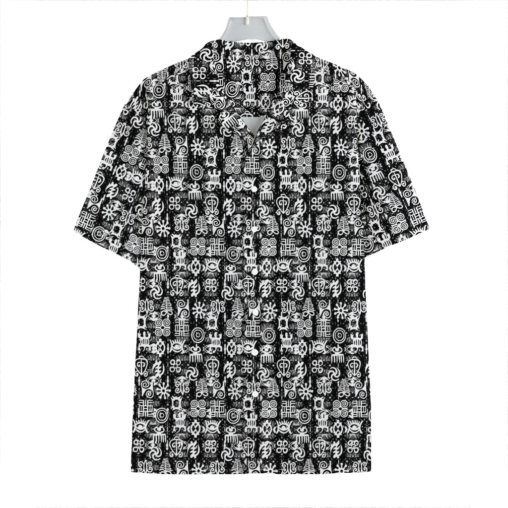 Black And White African Adinkra Symbols Hawaiian Shirt