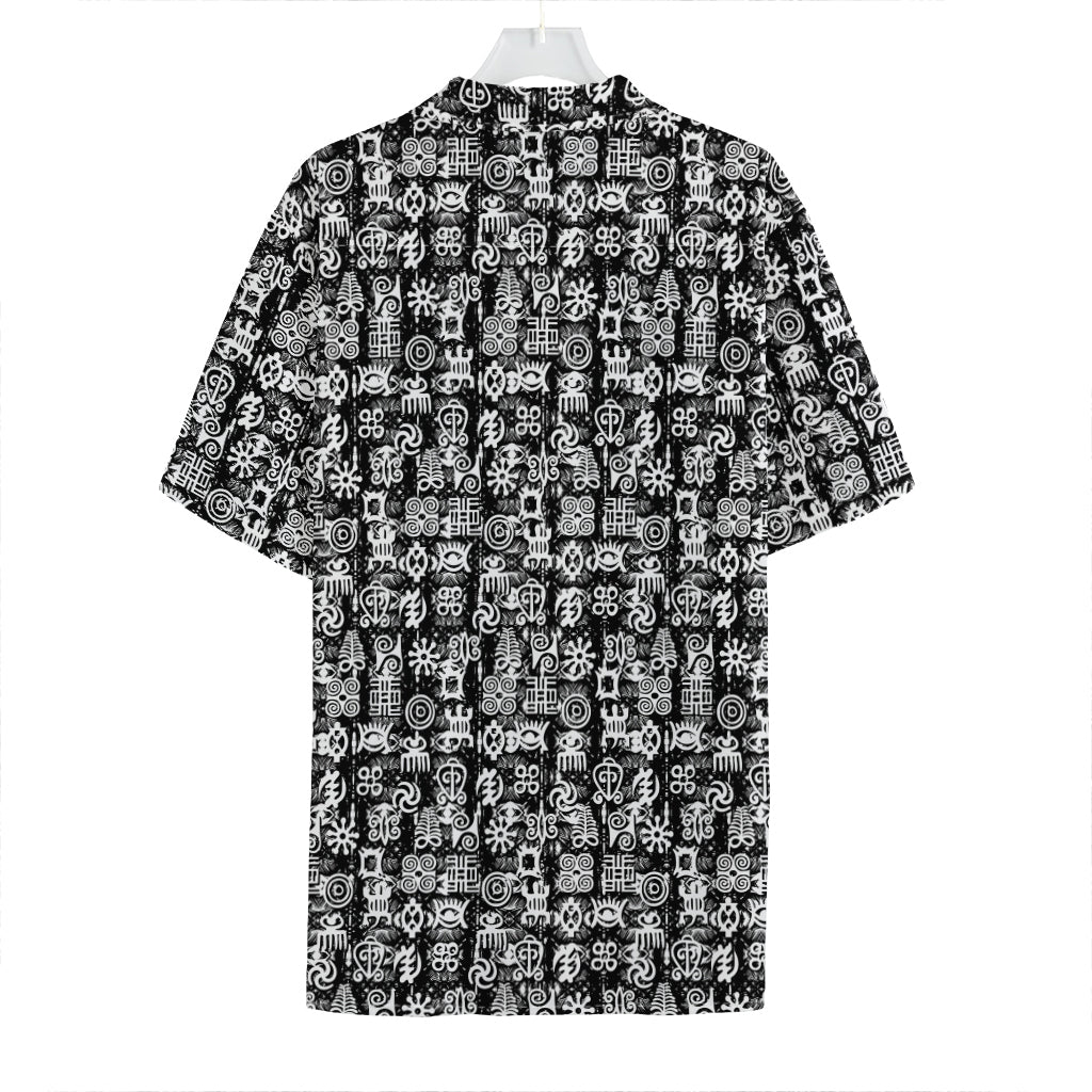 Black And White African Adinkra Symbols Hawaiian Shirt