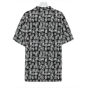 Black And White African Adinkra Symbols Hawaiian Shirt