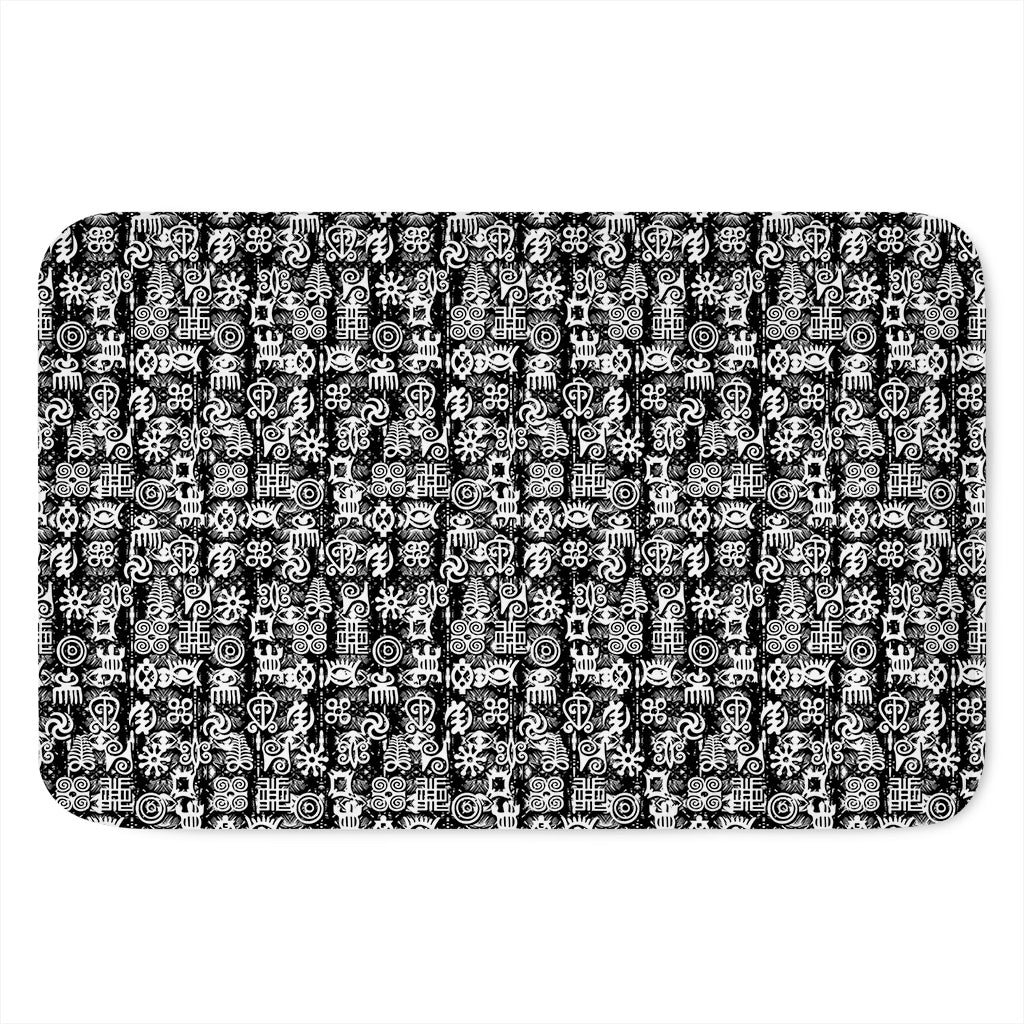 Black And White African Adinkra Symbols Indoor Door Mat