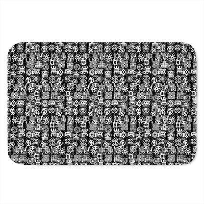 Black And White African Adinkra Symbols Indoor Door Mat