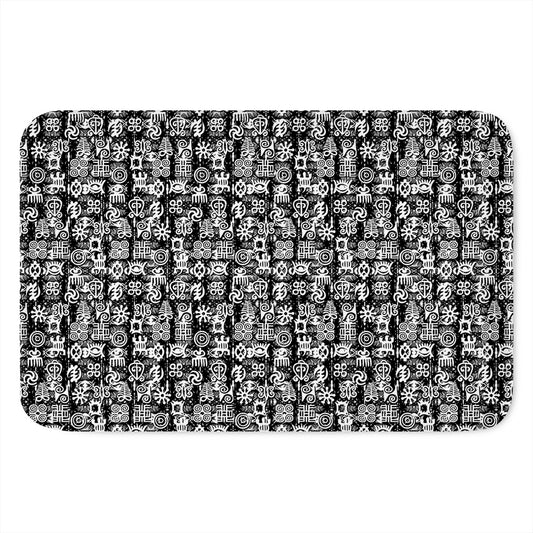 Black And White African Adinkra Symbols Indoor Door Mat
