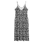 Black And White African Adinkra Symbols Jersey Midi Cami Dress