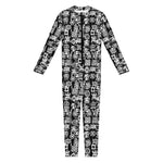 Black And White African Adinkra Symbols Jumpsuit