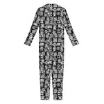 Black And White African Adinkra Symbols Jumpsuit