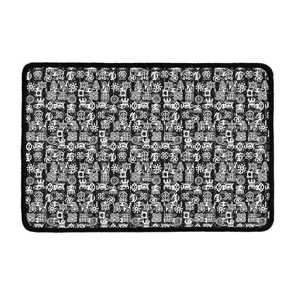 Black And White African Adinkra Symbols Kitchen Mat