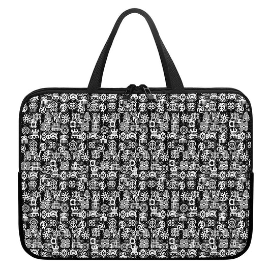 Black And White African Adinkra Symbols Laptop Sleeve With Handle