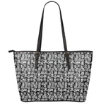 Black And White African Adinkra Symbols Leather Tote Bag