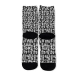 Black And White African Adinkra Symbols Long Socks