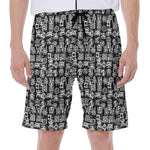 Black And White African Adinkra Symbols Men's Beach Shorts