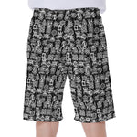 Black And White African Adinkra Symbols Men's Beach Shorts