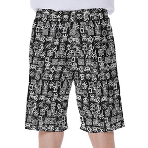 Black And White African Adinkra Symbols Men's Beach Shorts