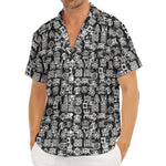 Black And White African Adinkra Symbols Men's Deep V-Neck Shirt