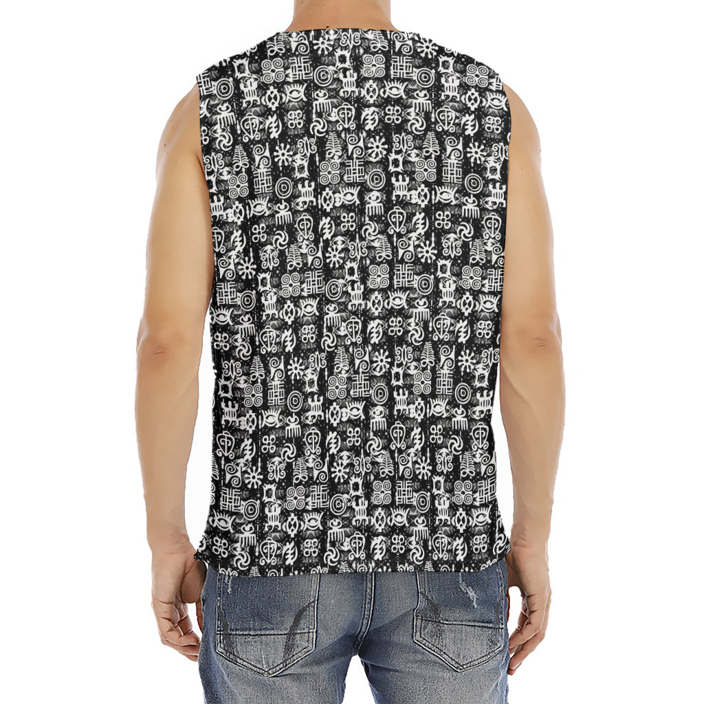 Black And White African Adinkra Symbols Men's Fitness Tank Top