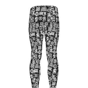 Black And White African Adinkra Symbols Men's leggings