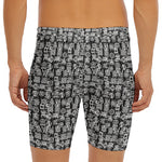 Black And White African Adinkra Symbols Men's Long Boxer Briefs