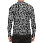 Black And White African Adinkra Symbols Men's Long Sleeve Rash Guard
