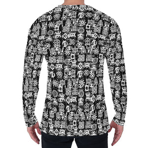 Black And White African Adinkra Symbols Men's Long Sleeve T-Shirt