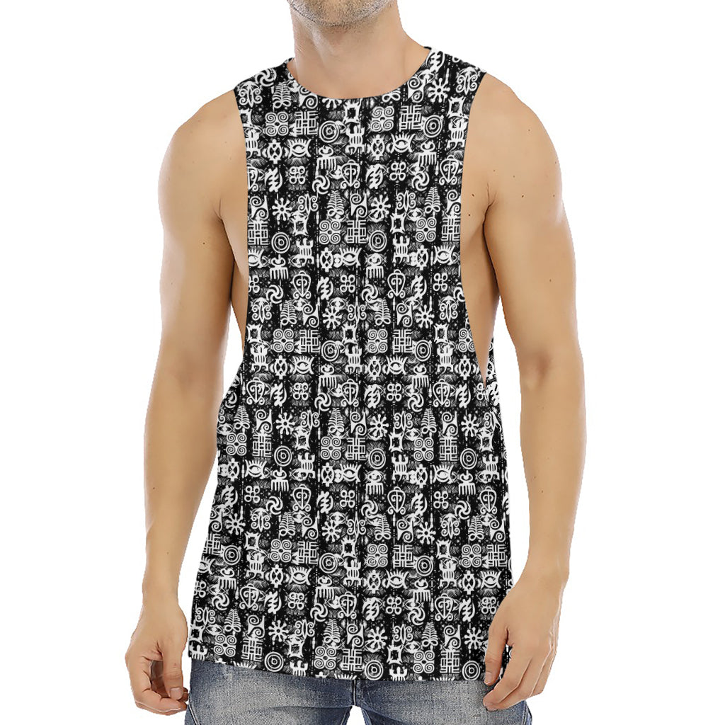 Black And White African Adinkra Symbols Men's Muscle Tank Top