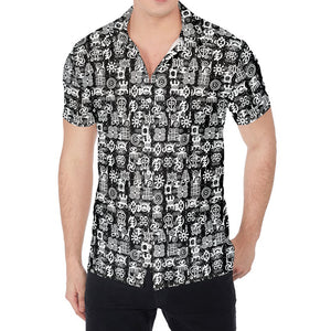 Black And White African Adinkra Symbols Men's Shirt