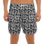 Black And White African Adinkra Symbols Men's Split Running Shorts