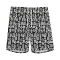 Black And White African Adinkra Symbols Men's Athletic Shorts
