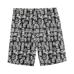 Black And White African Adinkra Symbols Men's Sports Shorts