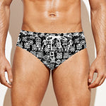 Black And White African Adinkra Symbols Men's Swim Briefs