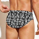 Black And White African Adinkra Symbols Men's Swim Briefs