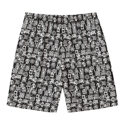 Black And White African Adinkra Symbols Men's Swim Trunks