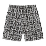 Black And White African Adinkra Symbols Men's Swim Trunks