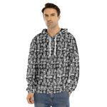 Black And White African Adinkra Symbols Men's Velvet Pullover Hoodie