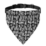 Black And White African Adinkra Symbols Over The Collar Dog Bandana