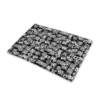 Black And White African Adinkra Symbols Pet Cooling Mat Cover