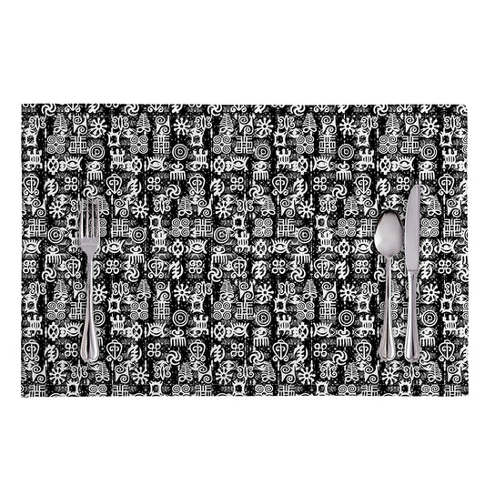 Black And White African Adinkra Symbols Placemat