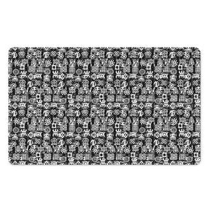 Black And White African Adinkra Symbols Polyester Doormat