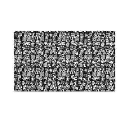 Black And White African Adinkra Symbols Polyester Flag