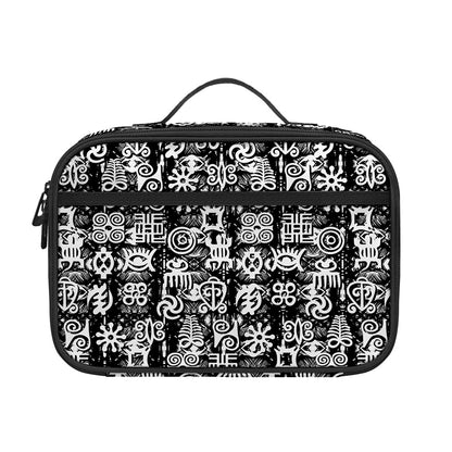 Black And White African Adinkra Symbols Portable Lunch Bag