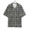 Black And White African Adinkra Symbols Rayon Hawaiian Shirt