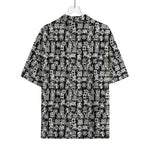 Black And White African Adinkra Symbols Rayon Hawaiian Shirt