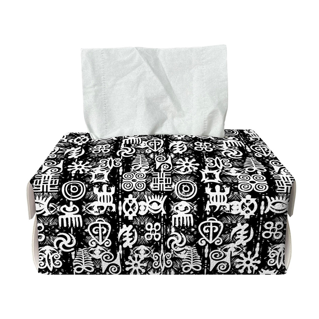 Black And White African Adinkra Symbols Rectangle Tissue Box Cover